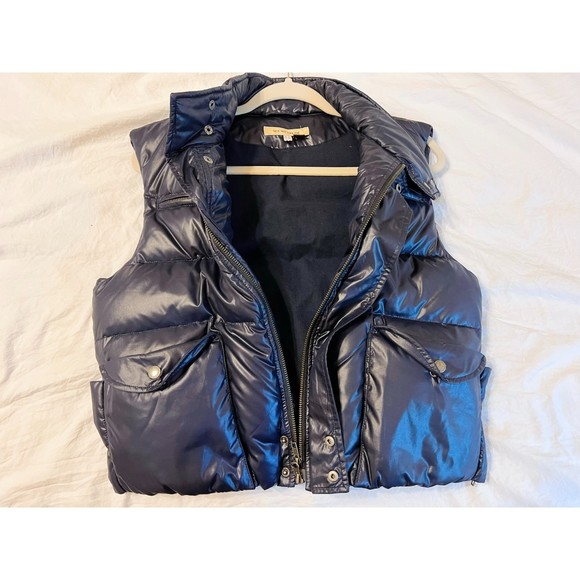 SEE BY CHLOÉ Navy Sleeveless Down Jacket Puff Vest Elastic Waist Size 8 - Picture 7 of 12